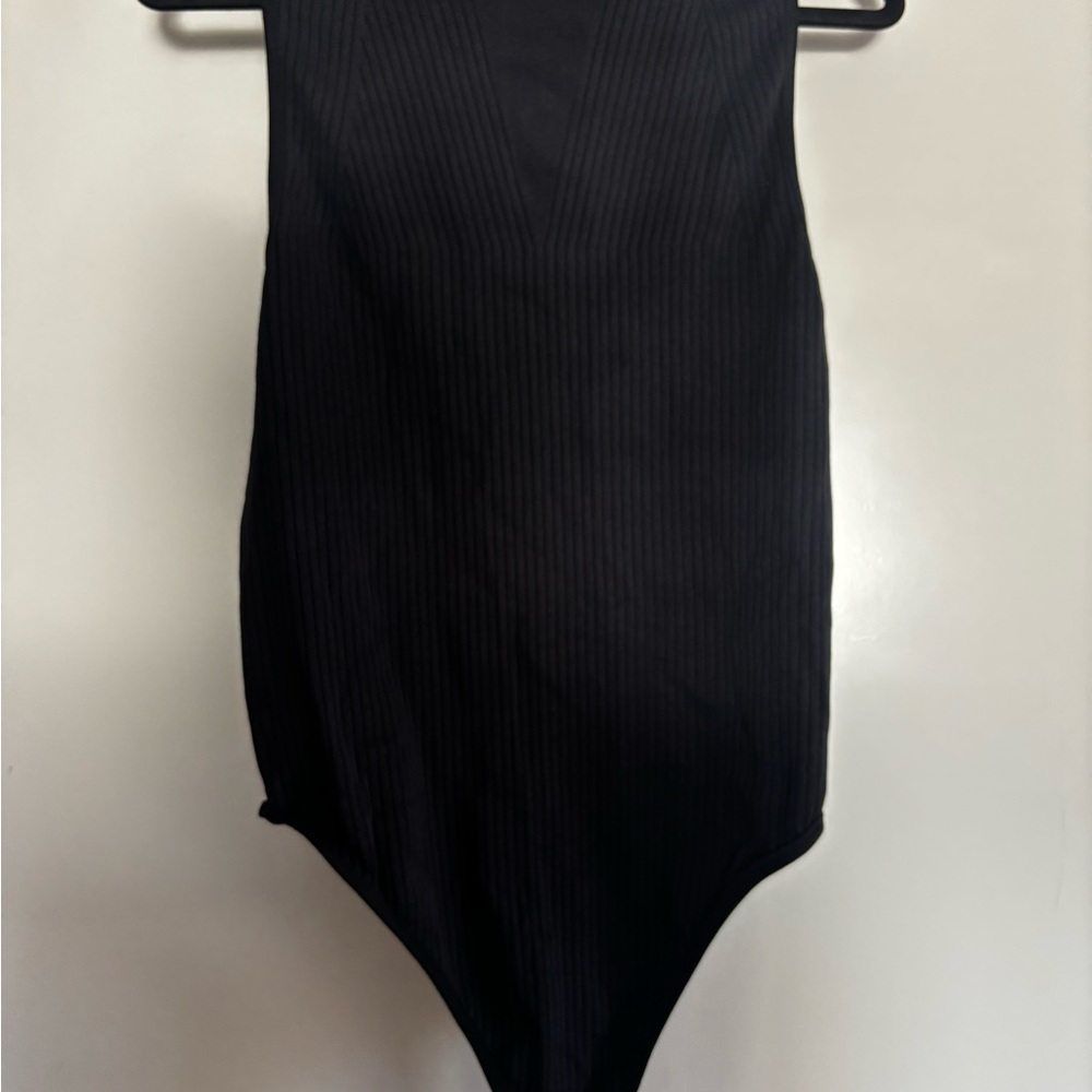 Black Ribbed Bodysuit - Picture 2 of 2